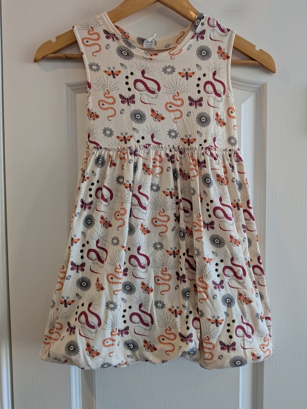 Kate Quinn Bubble Dress Sleeveless Celestial Snake Orange Cream Girls Size 5T